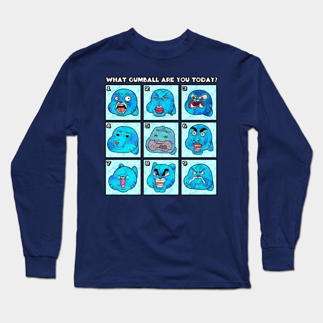 The Many Moods of Gumball Long Sleeve T-Shirt by Tonomura Bix